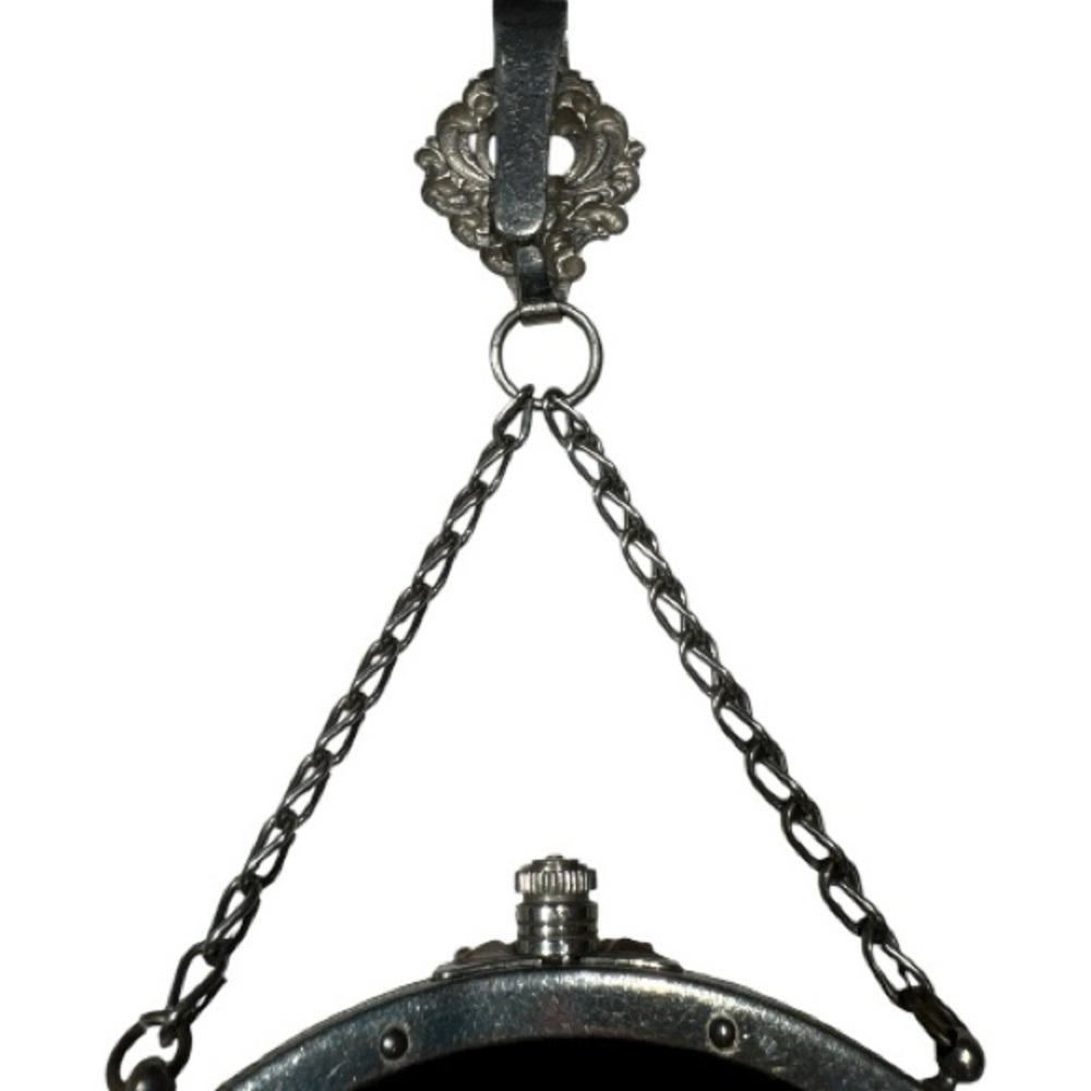 Vintage Victorian Style Silver Tone Mounted Black Velvet Bag with Belt Clip - Picture 7 of 14